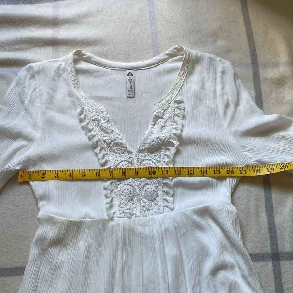 American Rag White Lace Detail, Billow Sleeves Boho Dress Size Medium - Picture 11 of 15